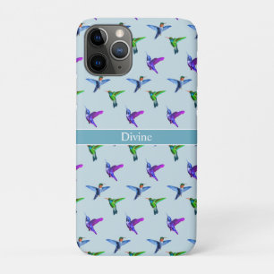 Funda Para iPhone 11 Pro Hermosos colibríes sobre azul turquesa claro