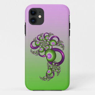 Funda Para iPhone 11 Hermosos Corazones Verdes Rosados Modernos Abstrac
