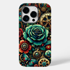 Funda Para iPhone 14 Pro De Case-Mate Hermosos engranajes y Rosas temáticos de Steampunk
