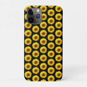 Funda Para iPhone 11 Pro Hermosos girasoles sobre negro