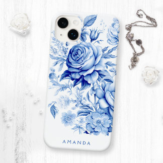 Funda Para iPhone 14 Plus De Case-Mate Hermosos Rosas personalizados azules y blancos
