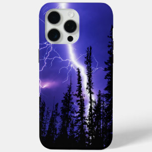 Funda Para iPhone 15 Pro Max hermosos truenos sobre el bosque