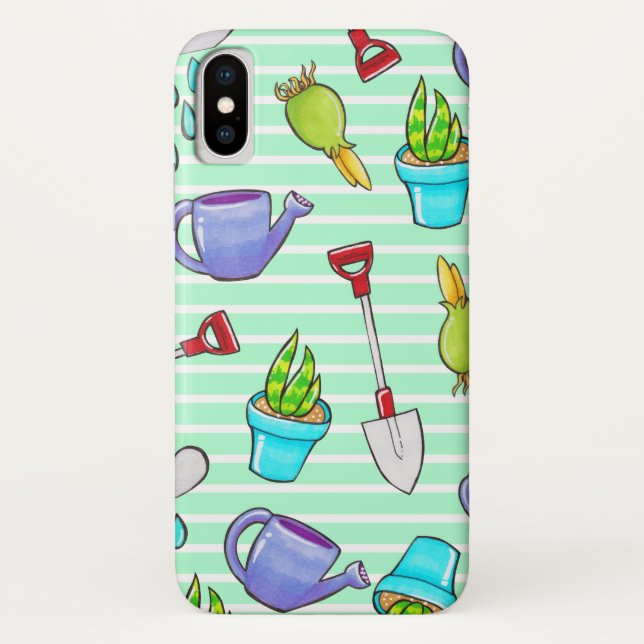 Funda De Case-Mate Para iPhone Herramientas de jardín y bombillas de planta (Reverso)