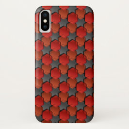 Funda Para iPhone X Hexagones rojos y "estrella gris" que se abruman