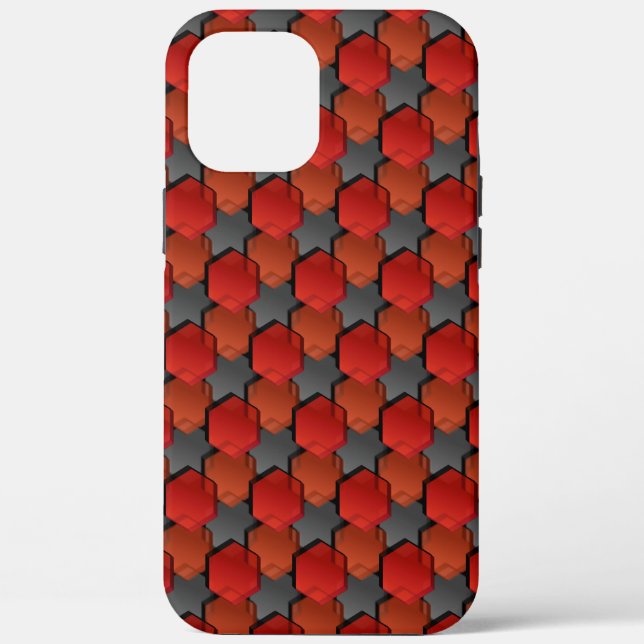 Funda De Case-Mate Para iPhone Hexagones rojos y "estrella gris" que se abruman (Reverso )