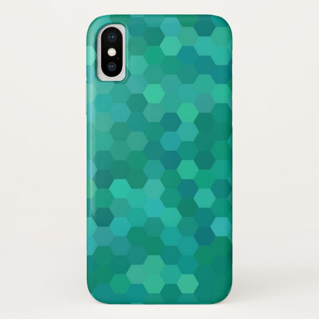 Funda De Case-Mate Para iPhone Hexagons verde azulados (Reverso)