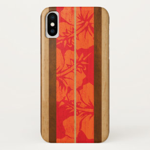 Funda Para iPhone X Hibisco de madera de la tabla hawaiana de Haleiwa