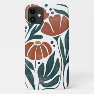 Funda Para iPhone 11 Hibisco Trio de Grabado en Madera Japonés Vintage 