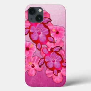 Funda Para iPhone 13 Hibisco y tortugas rosados de Honu