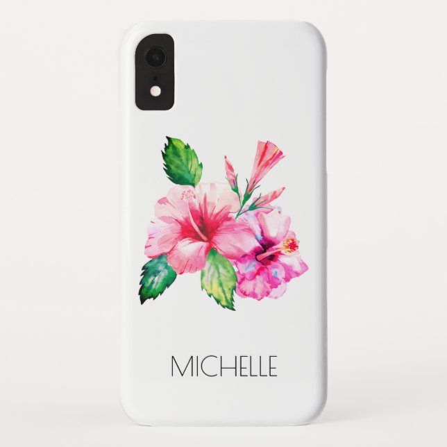 Funda De Case-Mate Para iPhone Hibiscus Personalizado Floral Tropical (Reverso)