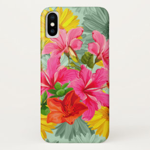 Funda Para iPhone X Hibiscus Tropical Seamless