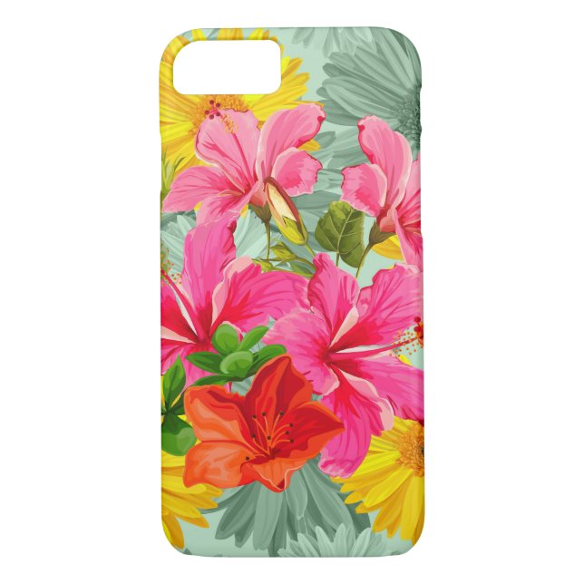 Funda De Case-Mate Para iPhone Hibiscus Tropical Seamless (Reverso)