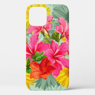 Funda Para iPhone 12 Hibiscus Tropical Seamless