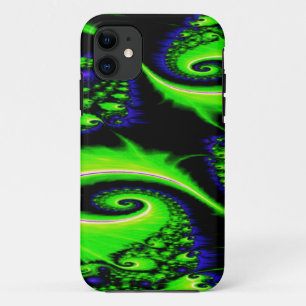 Funda Para iPhone 11 Hidden Valley Neon Green, Blue, Black, White Swirl