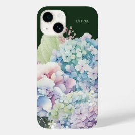 Funda Para iPhone 14 De Case-Mate Hidrangea acuarela Verde personalizado