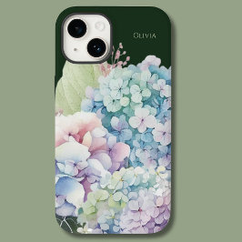 Funda Para iPhone 14 De Case-Mate Hidrangea acuarela Verde personalizado
