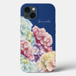 Funda Para iPhone 13 Hidrangea de color de agua azul personalizado