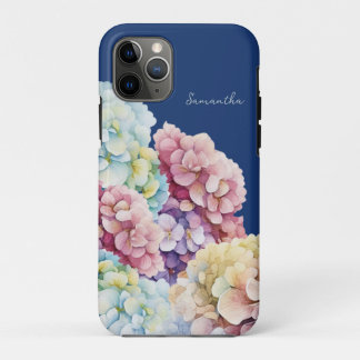Funda Para iPhone 11 Pro Hidrangea de color de agua azul personalizado