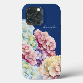 Funda Para iPhone 13 Pro Hidrangea de color de agua azul personalizado