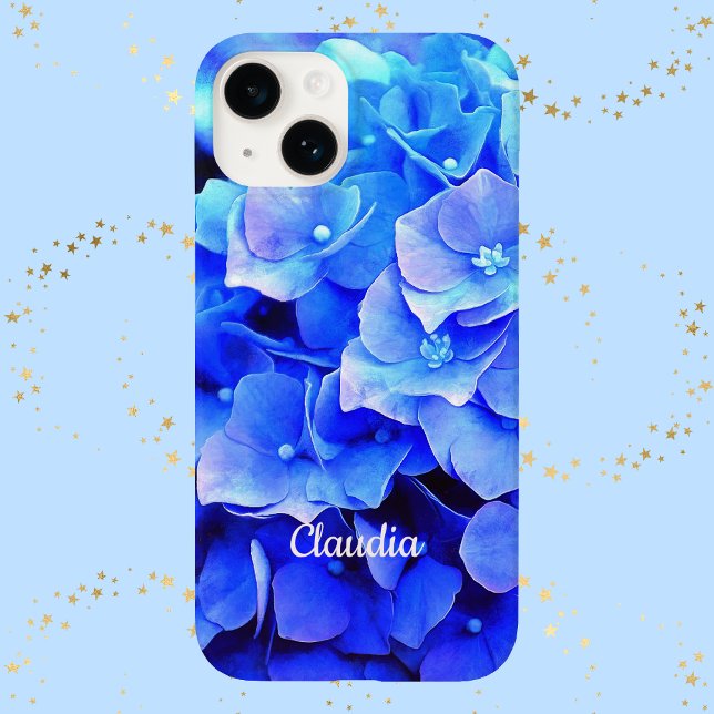 Funda De Case-Mate Para iPhone Hidrangeas Azules Monogramed Floral (Subido por el creador)