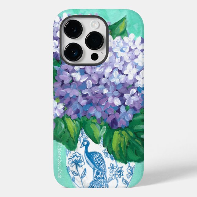 Funda De Case-Mate Para iPhone Hidrangeas en la parcela de Peacock (Reverso )