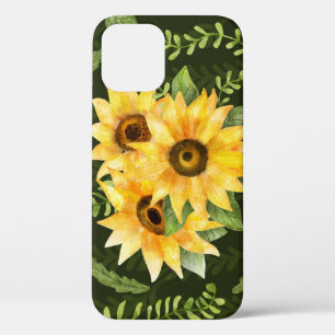 Funda Para iPhone 12 Hierbas de girasoles deja patrón acuático