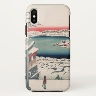 Funda Para iPhone X Hilltop Snow View Vintage Ukiyo-e Japonés Art