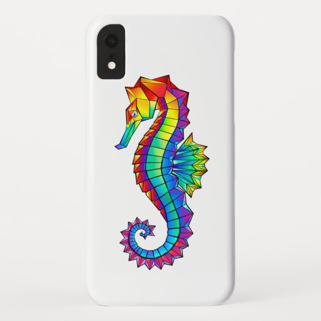 Funda De Case-Mate Para iPhone Hipoahoría marino poligonal arcoiris (Reverso)