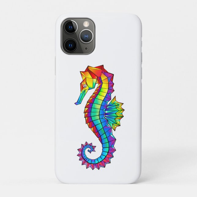 Funda De Case-Mate Para iPhone Hipoahoría marino poligonal arcoiris (Reverso)