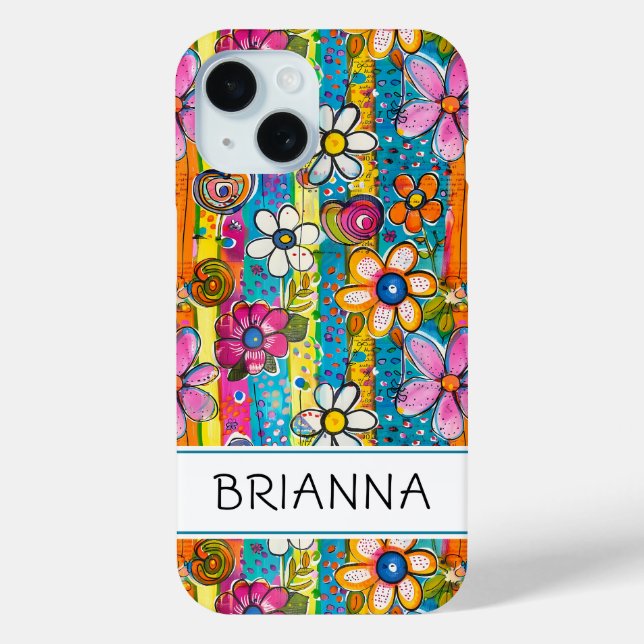 Funda De Case-Mate Para iPhone Hippie Flower Power Personalized (Reverso )