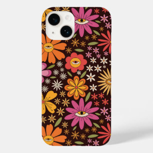 Funda Para iPhone 14 De Case-Mate Hippie Psychedelic 70 Groovy Flores Ojos Patrón