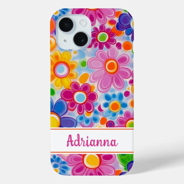 Funda De Case-Mate Para iPhone Hippie Retro Groovy Floral Personalizado (Reverso )