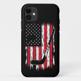 Funda Para iPhone 11 Hockey Bandera Americana Deportes Retro Vintage