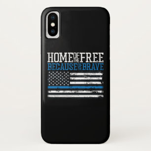Funda Para iPhone X Hogar de los libres por la valiente bandera de los
