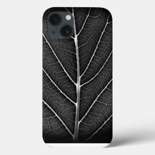 Funda Para iPhone 13 Hoja brillante en blanco y negro en primer plano