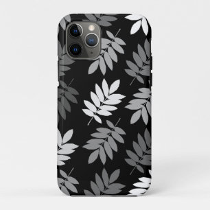 Funda Para iPhone 11 Pro Hoja de anciano patrón grande negro blanco gris
