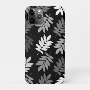 Funda Para iPhone 11 Pro Hoja de anciano patrón grande negro blanco gris