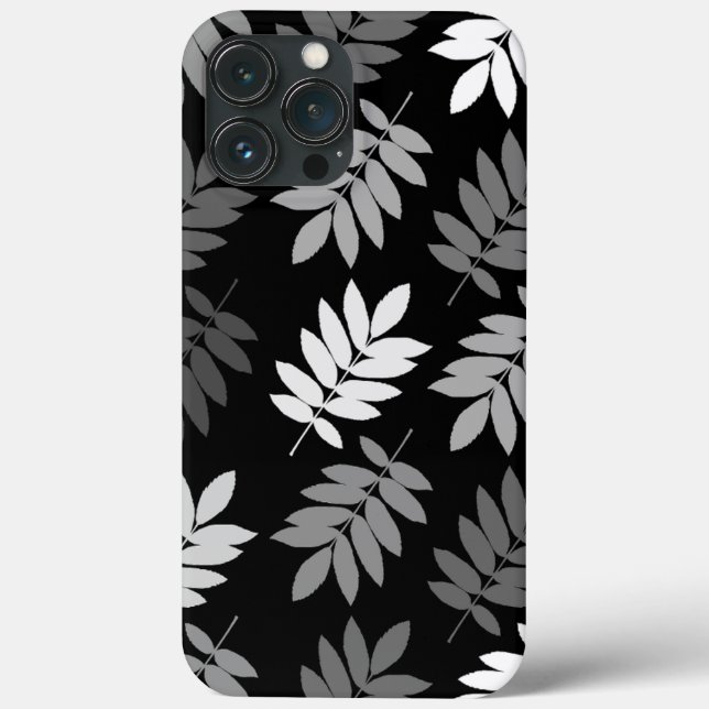 Funda De Case-Mate Para iPhone Hoja de anciano patrón grande negro blanco gris (Reverso )