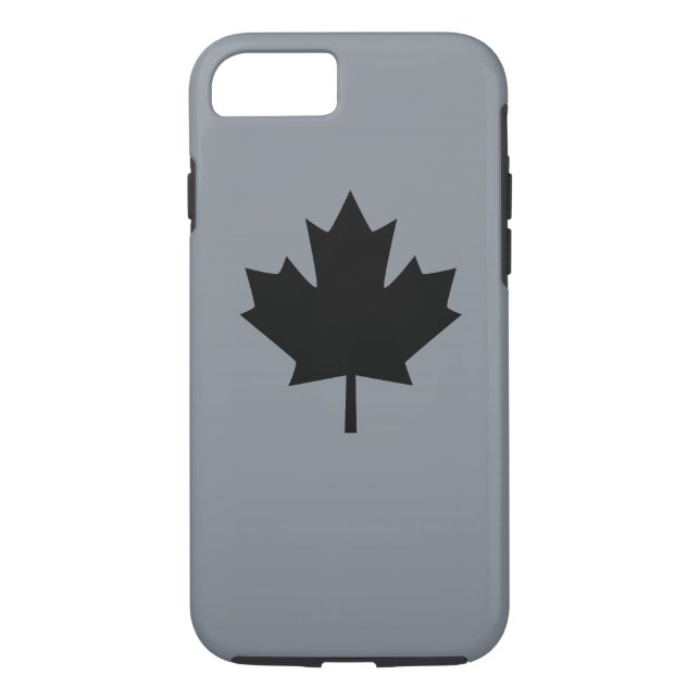 Funda De Case-Mate Para iPhone Hoja de arce negra canadiense en gris (Reverso)