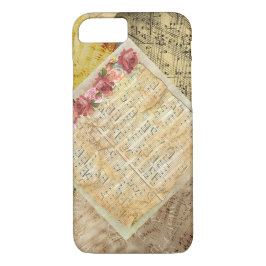 Funda Para iPhone 8/7 Hoja de cosecha de vintage Música Notas musicales 