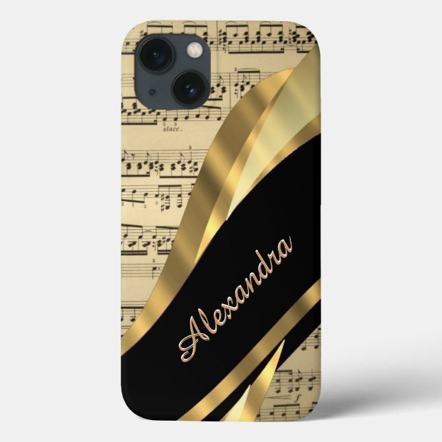 Funda De Case-Mate Para iPhone Hoja de música elegante personalizada (Reverso)