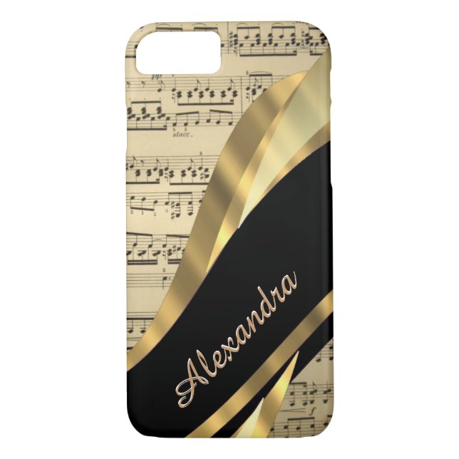 Funda De Case-Mate Para iPhone Hoja de música elegante personalizada (Reverso)