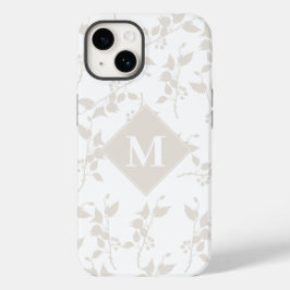Funda Para iPhone 14 De Case-Mate Hoja decorativa Botánica Beige Monogramada