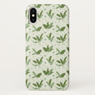 Funda Para iPhone X Hoja del plátano con el monograma 2 de los