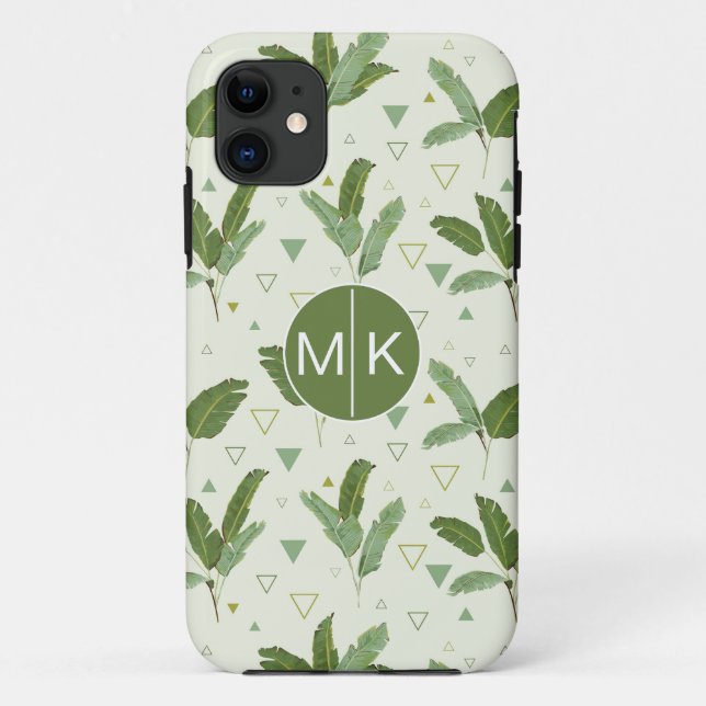 Funda De Case-Mate Para iPhone Hoja del plátano con el monograma de los (Reverso)