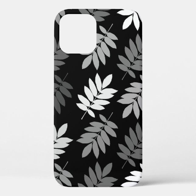 Funda De Case-Mate Para iPhone Hoja mayor patrón grande negro blanco gris (Reverso )