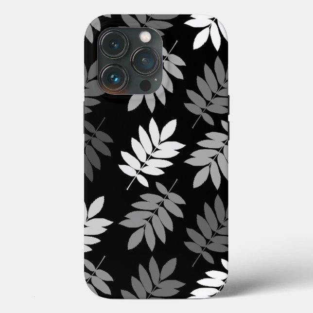 Funda De Case-Mate Para iPhone Hoja mayor patrón grande negro blanco gris (Reverso )