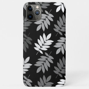 Funda Para iPhone 11 Pro Max Hoja mayor patrón grande negro blanco gris