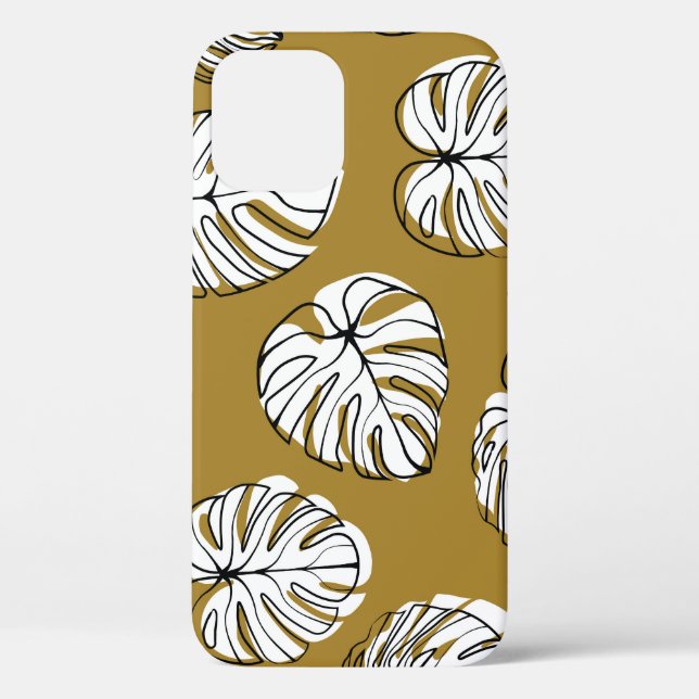 Funda De Case-Mate Para iPhone Hoja Monstera, Patrón Textil Sin Marea. (Reverso )