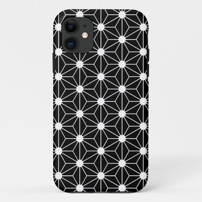Funda De Case-Mate Para iPhone Hoja negra de Asanoha (Reverso)